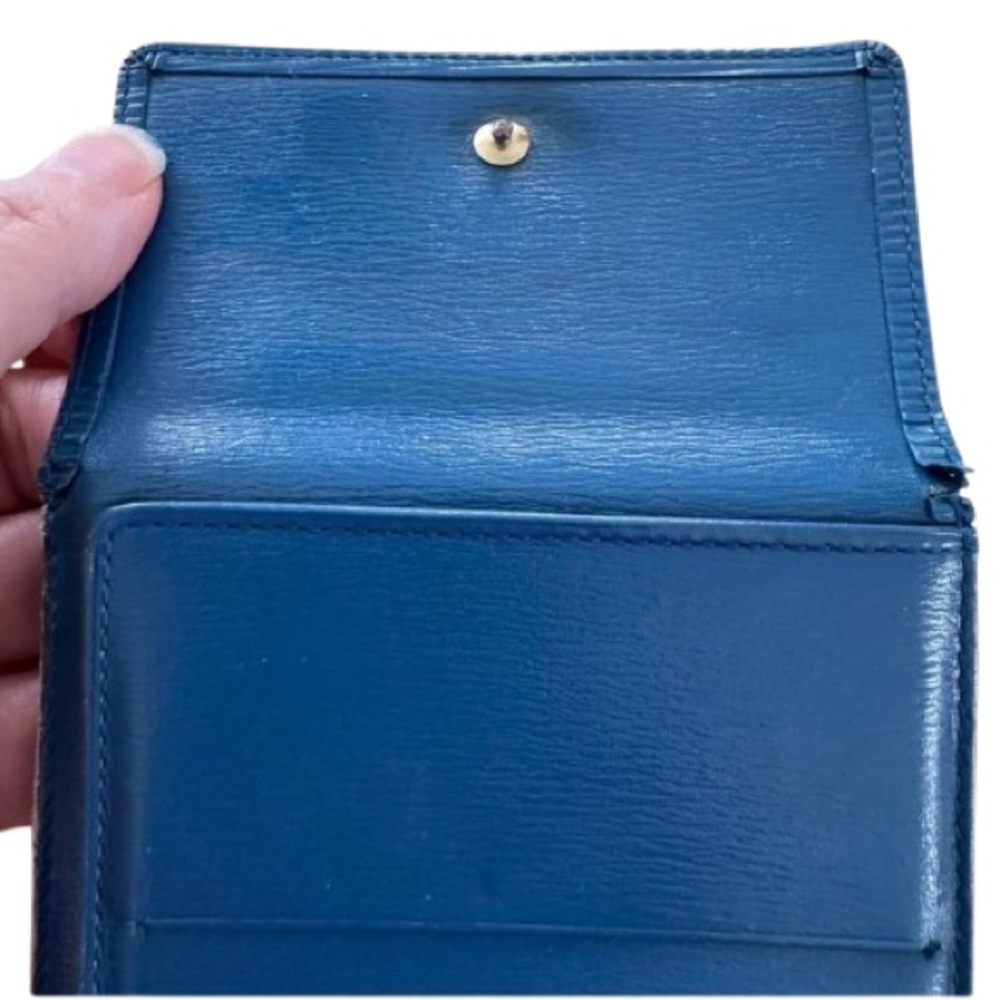 Louis Vuitton Epi Porte Feiulle Elise Leather Trifold Wallet Blue COA - Picture 6 of 11